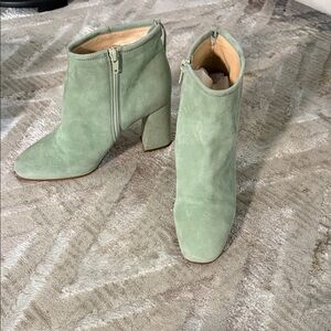 Aqua Green Suede Ankle Boots